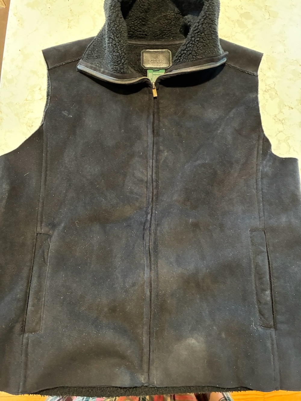 Women’s Black Shearling-Lined Suede Vest